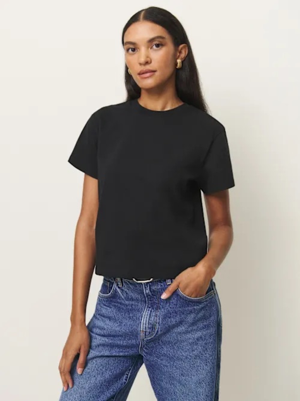 Reformation Rowan Crew Tee Black
